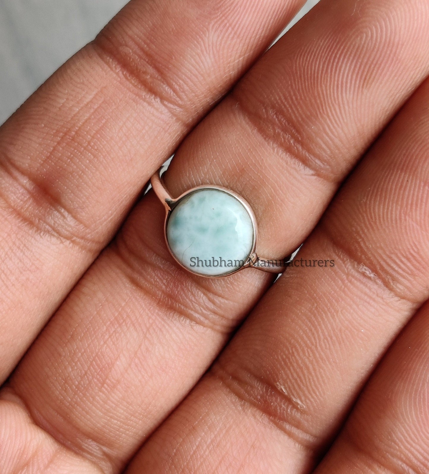 Larimar Ring, 925 Sterling Silver Ring, Handmade Ring for Women, Larimar Jewelry, Blue Stone Ring, Stackable Gemstone Ring, Daily Wear Ring