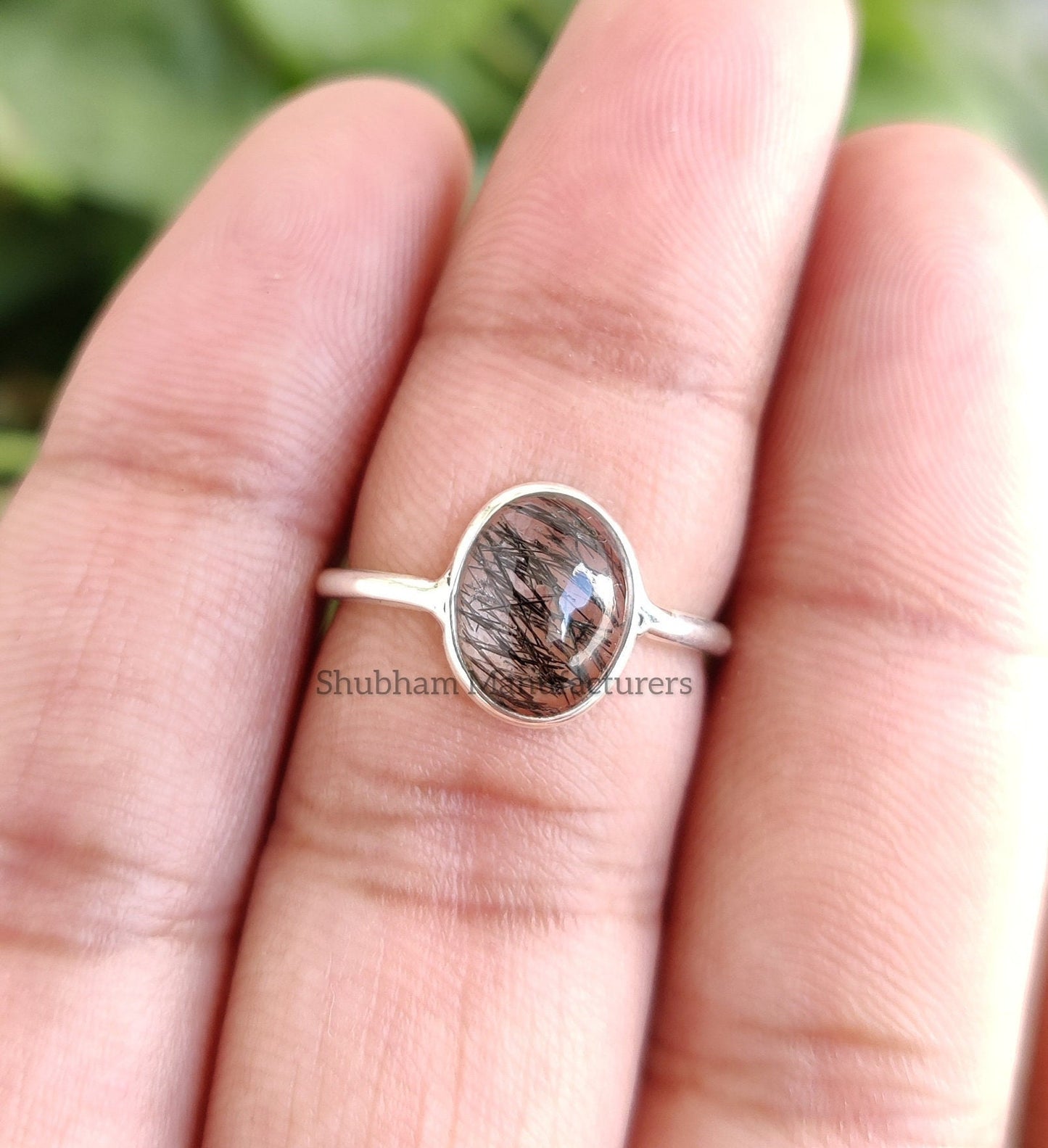 Black Rutile Quartz Ring, 925 Sterling Silver Ring, Natural Rutilated Quartz Ring, Silver Bohemian Ring, Birthstone Ring, Handmade Jewelry