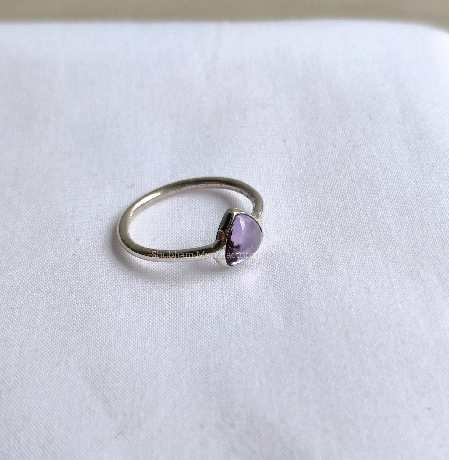 Natural Amethyst Ring, 925 Sterling Silver Ring, Purple Stone Ring, Amethyst Jewelry, Silver Thin Band Ring, Stackable Rings for Women