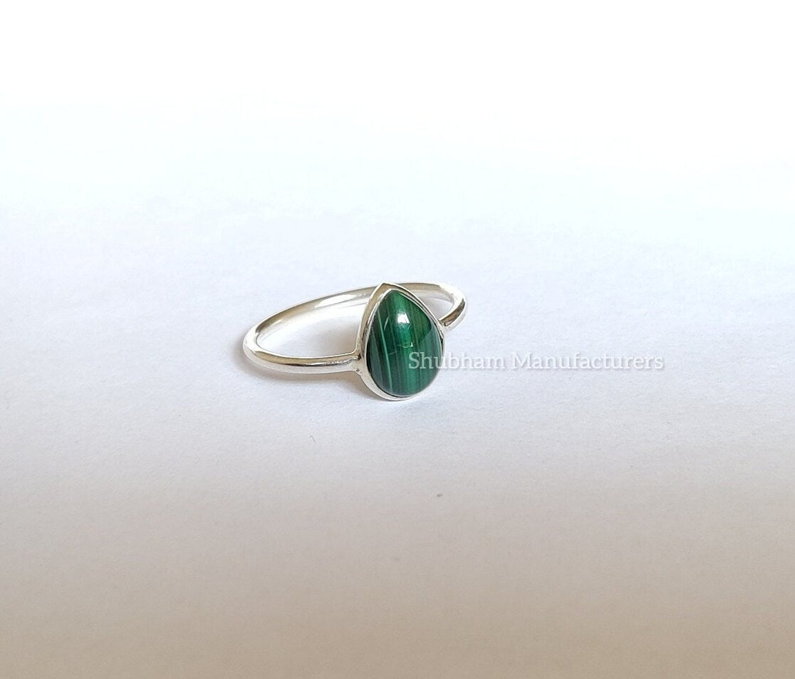 Natural Malachite Ring, 928 Sterling Silver Ring, Everyday Ring for Women, Malachite Silver Jewelry, Green Stone Ring, Handmade Gift for Her