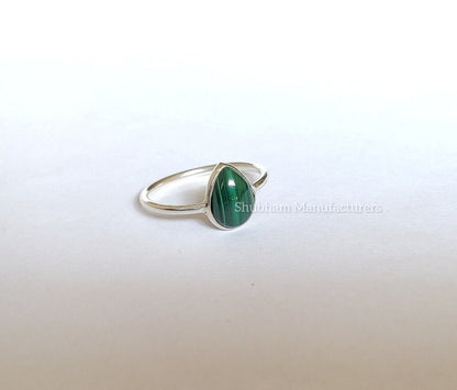 Natural Malachite Ring, 928 Sterling Silver Ring, Everyday Ring for Women, Malachite Silver Jewelry, Green Stone Ring, Handmade Gift for Her