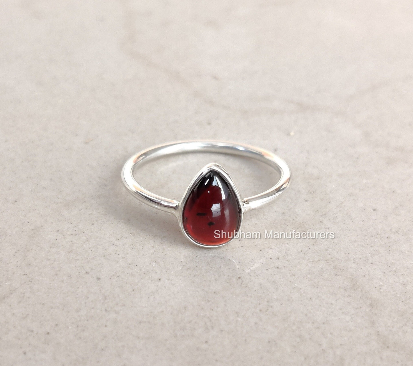 Garnet Ring, 925 Sterling Silver Ring, January Birthstone Ring, Natural Stone Ring, Handmade Gift for Women,  Pear Shaped Ring,Everyday Ring