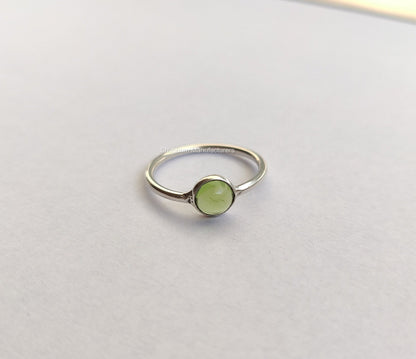 Natural Peridot Ring, 925 Sterling Silver Ring, Tiny Peridot Minimalist Ring, Dainty Gemstone Ring, August Birthstone Ring, Simple Ring