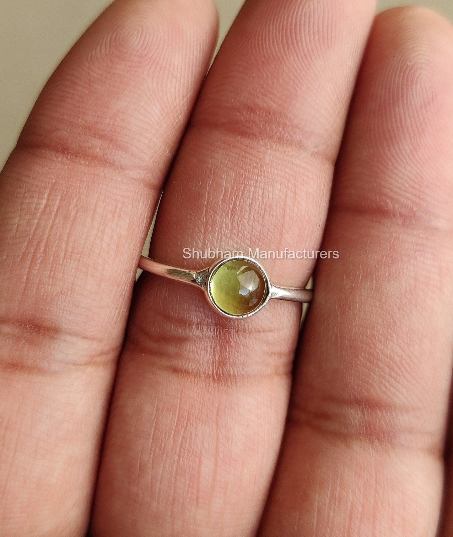 Natural Peridot Ring, 925 Sterling Silver Ring, Tiny Peridot Minimalist Ring, Dainty Gemstone Ring, August Birthstone Ring, Simple Ring