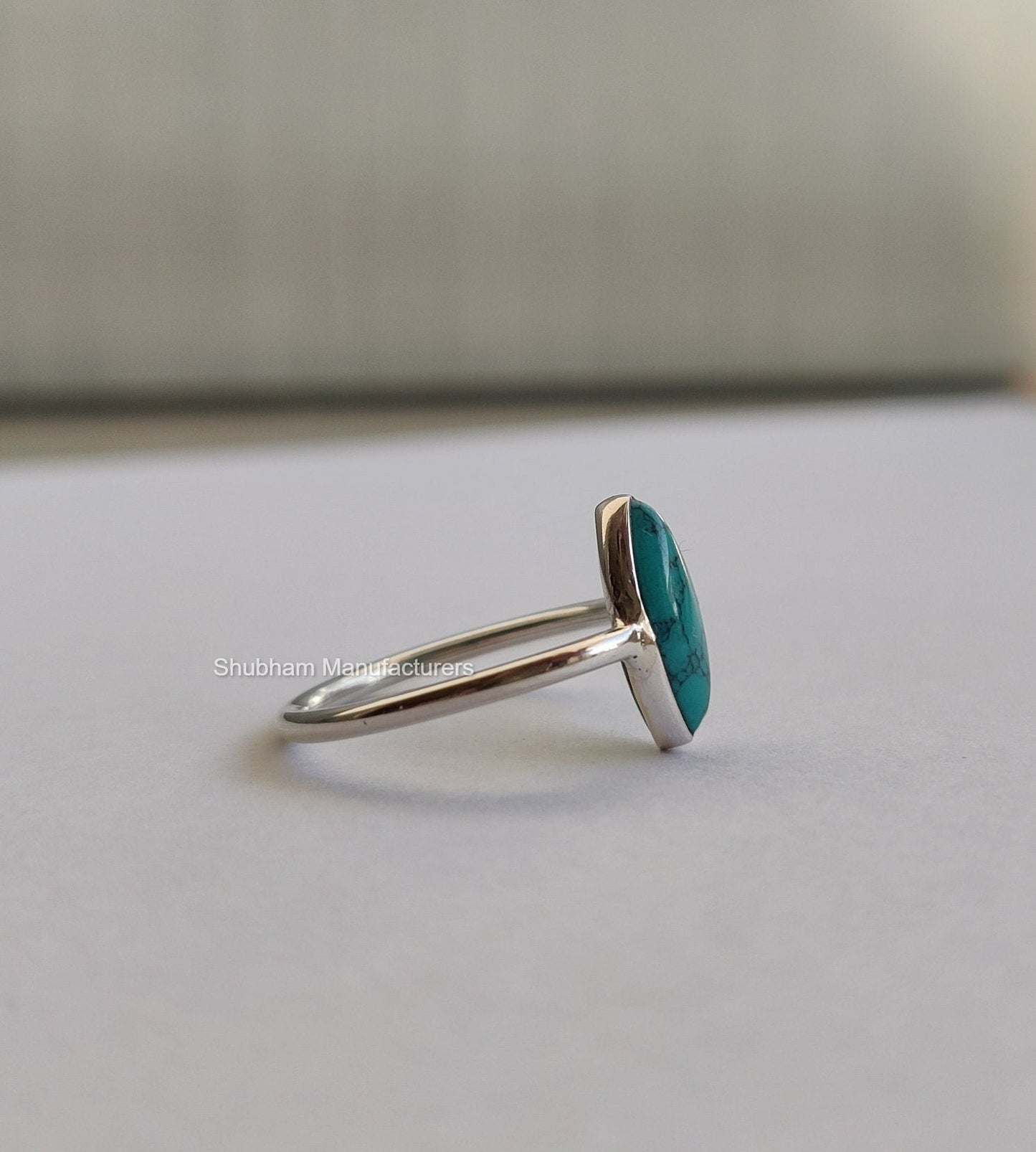 Turquoise Ring, 925 Sterling Silver Ring, Silver Turquoise Jewelry, Gemstone Ring, Simple Everyday Ring for Women, Handmade Marquise Ring