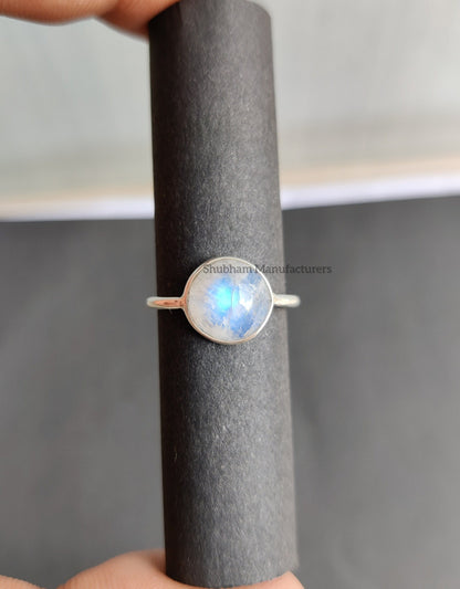 Rainbow Moonstone Ring, 925 Sterling Silver Ring, Natural Gemstone Ring, Blue Flash Moonstone Ring, Natural Stone Ring, Ring for Women