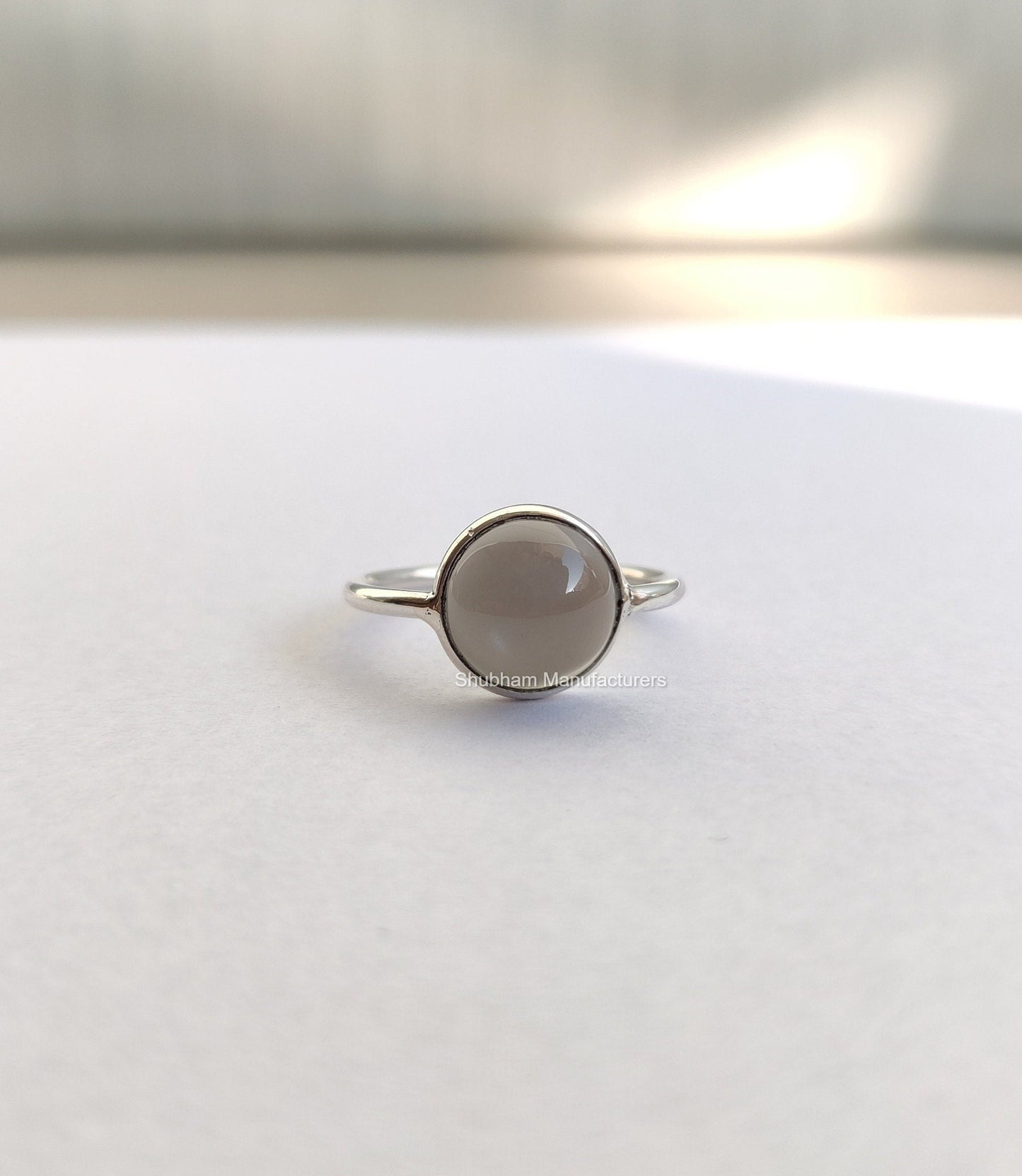 Gray Moonstone Ring, 925 Sterling Silver, Natural Gemstone Ring, Gray Stone Ring, Simple Band Ring, Moonstone Silver Ring, Handmade Ring