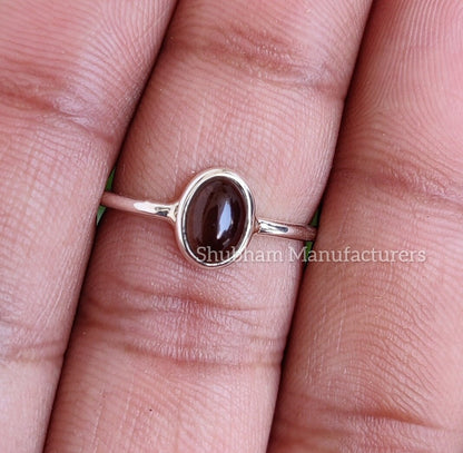 Smoky Quartz Ring, 925 Sterling Silver Ring, Brown Quartz Ring, Natural Stone Ring, Tiny Silver Ring, Dainty Gemstone Ring, Birthstone