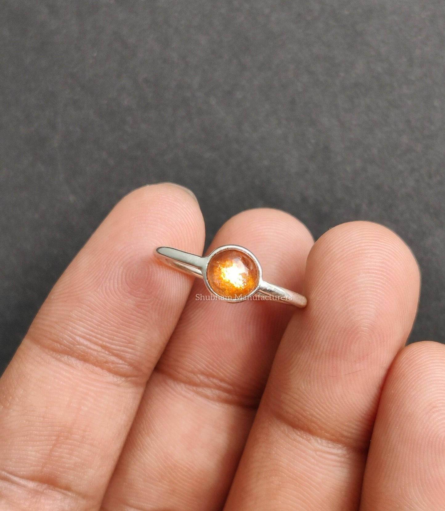 Sun Stone Ring, 925 Sterling Silver Ring, Sunstone Jewelry, Natural Gemstone Ring, Handmade Gift for Her, Silver Stacking Ring, Women's Ring