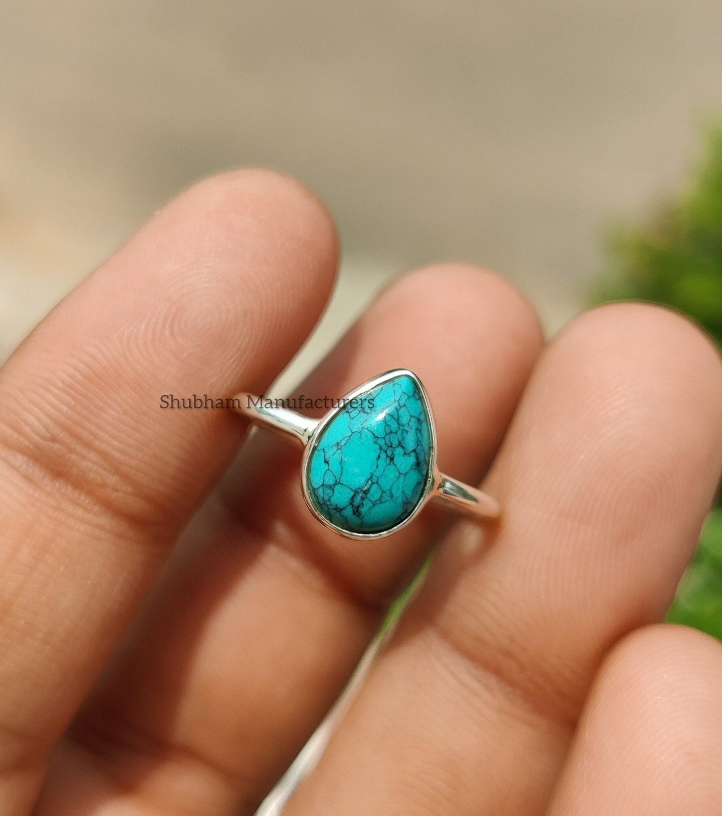 Pear Turquoise Ring , 925 Sterling Silver Ring, Natural Stone, Handmade Gift for Her, Gemstone Ring, Stacking Women Ring, Birthstone Jewelry