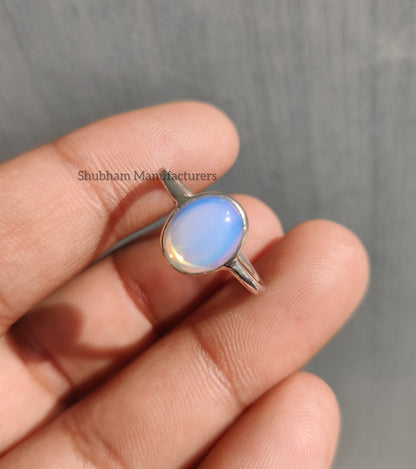 Opalite Ring, 925 Sterling Silver Ring, Milky Opalite Jewelry, White Stone Ring, Silver Gemstone Ring, Handmade Gift for Her, Women's Ring