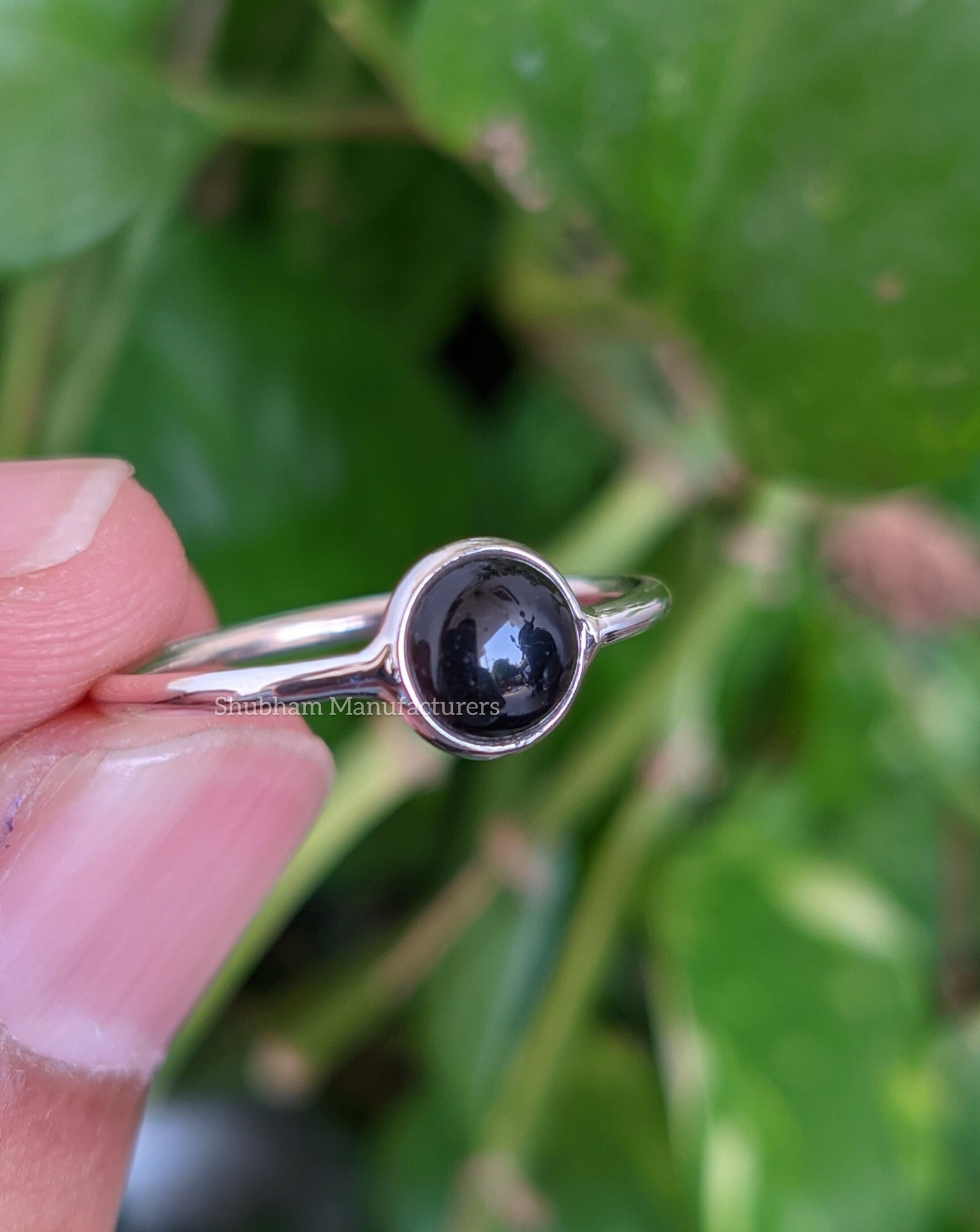 Black Onyx Ring, 925 Sterling Silver Ring, Natural Stone, Cabochon Gemstone, Onyx Minimalist Ring, Everyday Simple Jewelry, Stacking Ring