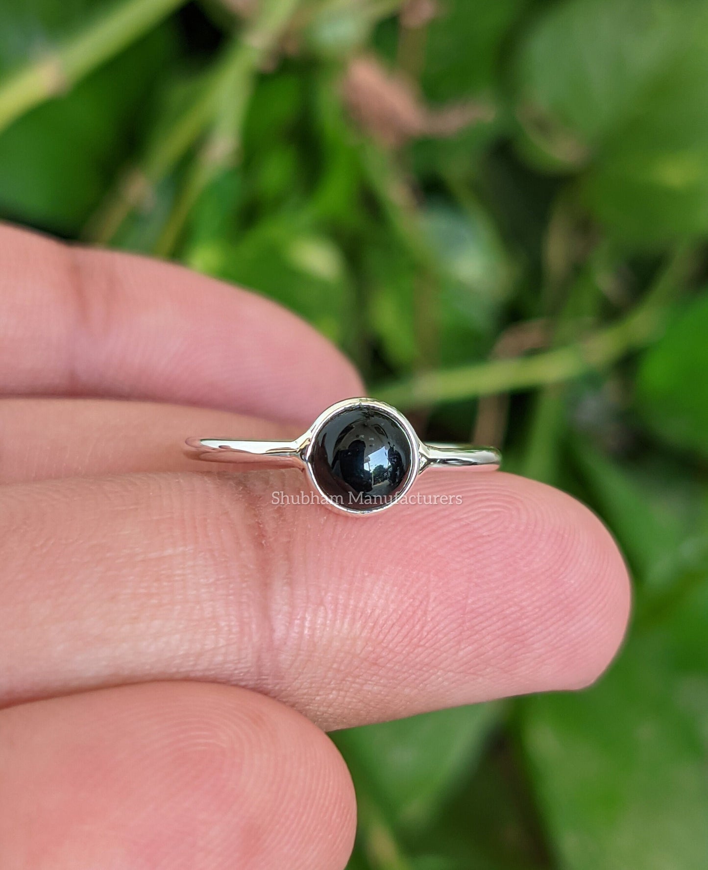 Black Onyx Ring, 925 Sterling Silver Ring, Natural Stone, Cabochon Gemstone, Onyx Minimalist Ring, Everyday Simple Jewelry, Stacking Ring