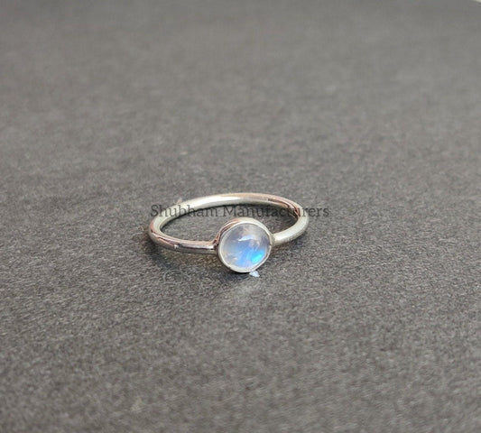 Rainbow Moonstone Ring, 925 Sterling Silver Ring, Tiny Moonstone Minimalist Ring, Dainty Gemstone Ring, Birthstone Ring, Simple Ring for Her