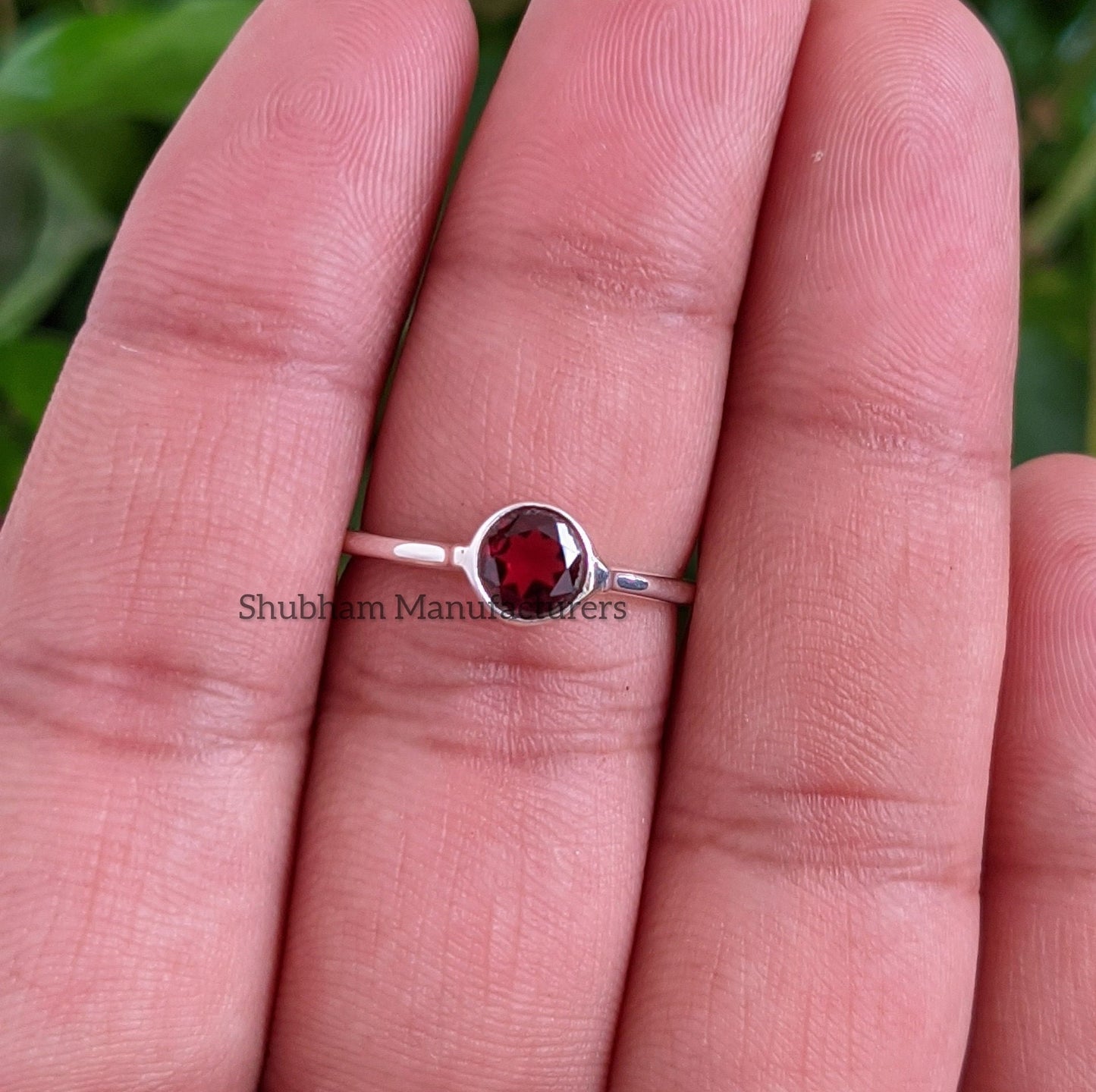 Garnet Birthstone Ring, 925 Sterling Silver, Dainty Silver Ring, Red Garnet Jewelry, Natural Gemstone Ring, Gift for Her, Womens Garnet Ring