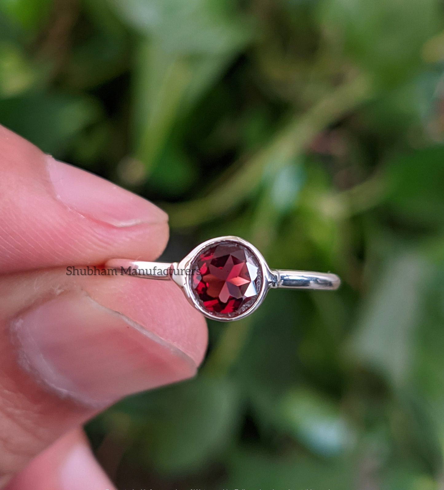 Garnet Birthstone Ring, 925 Sterling Silver, Dainty Silver Ring, Red Garnet Jewelry, Natural Gemstone Ring, Gift for Her, Womens Garnet Ring