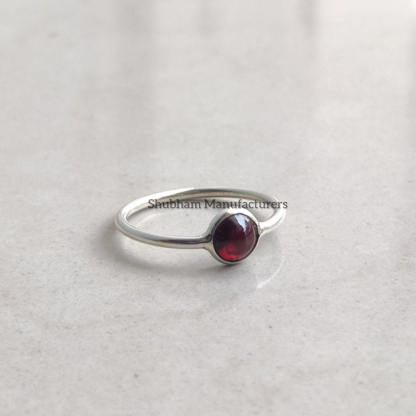 Natural Garnet Ring, 925 Sterling Silver Ring, Tiny Garnet Minimalist Ring, Dainty Gemstone Ring, January Birthstone Ring, Simple Ring