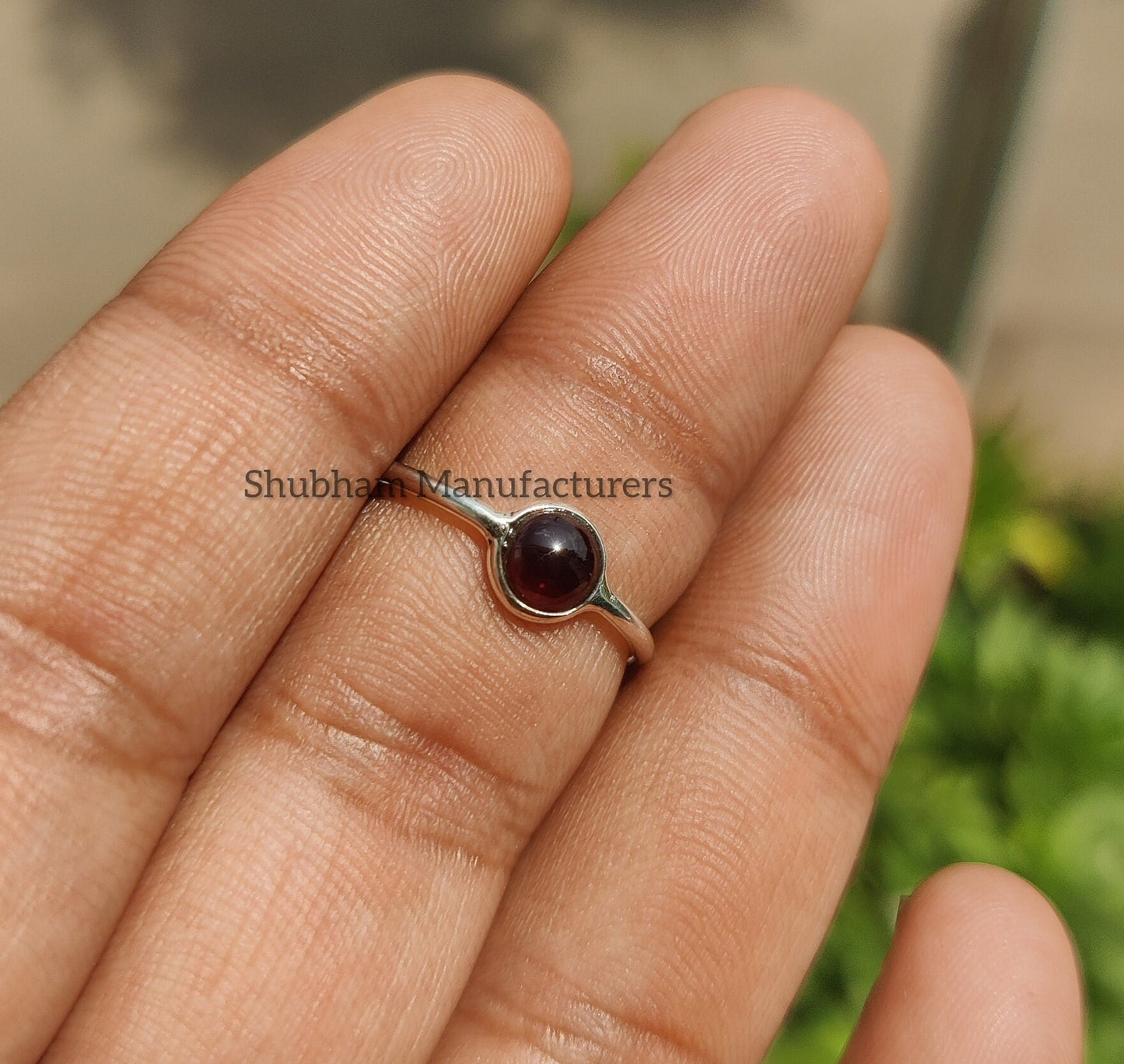 Natural Garnet Ring, 925 Sterling Silver Ring, Tiny Garnet Minimalist Ring, Dainty Gemstone Ring, January Birthstone Ring, Simple Ring