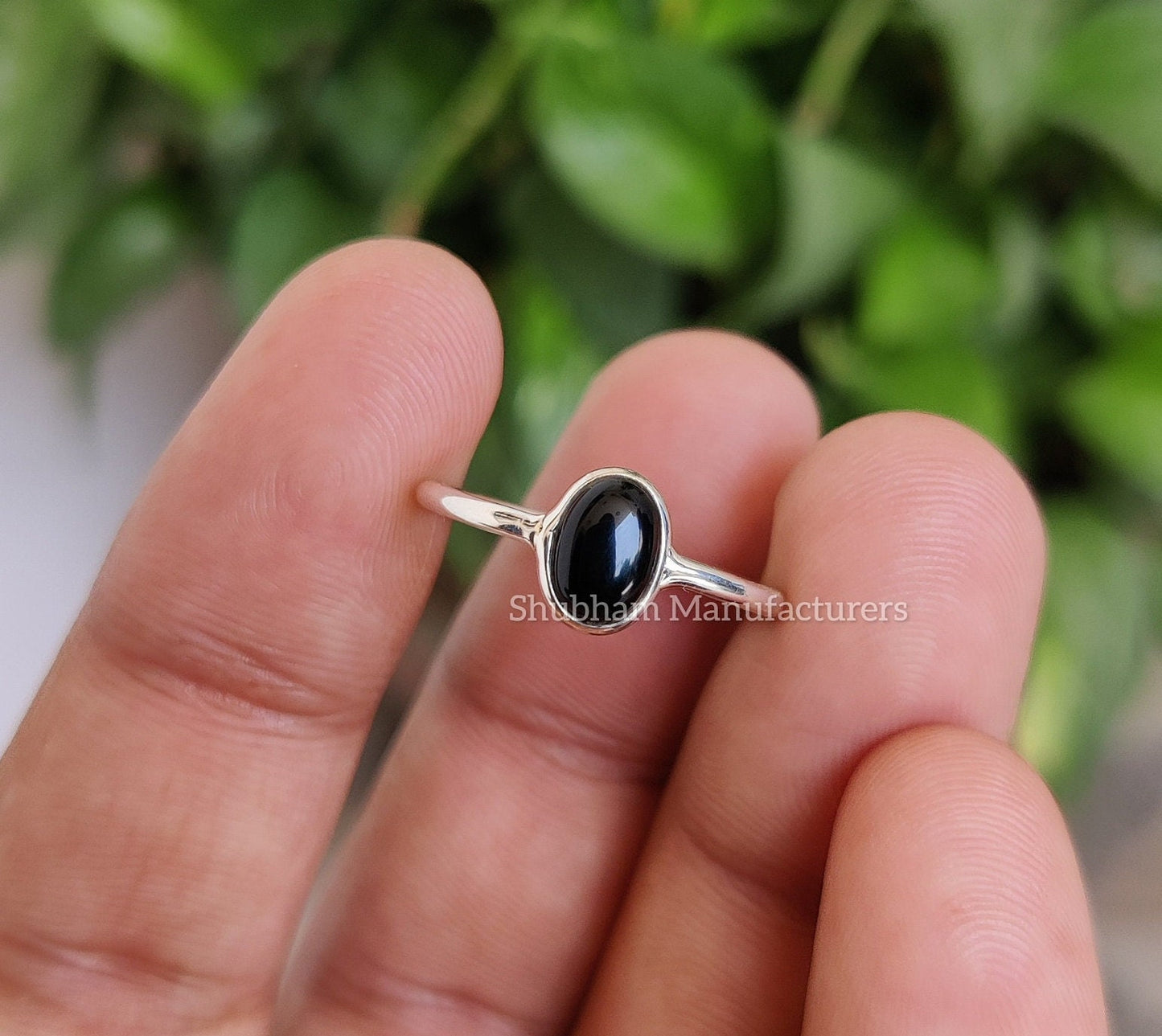 Natural Black Onyx Ring, 925 Sterling Silver Ring, Tiny Gemstone Ring, Dainty Onyx Ring, Birthstone Ring, Thin Band Ring, Handmade Jewelry