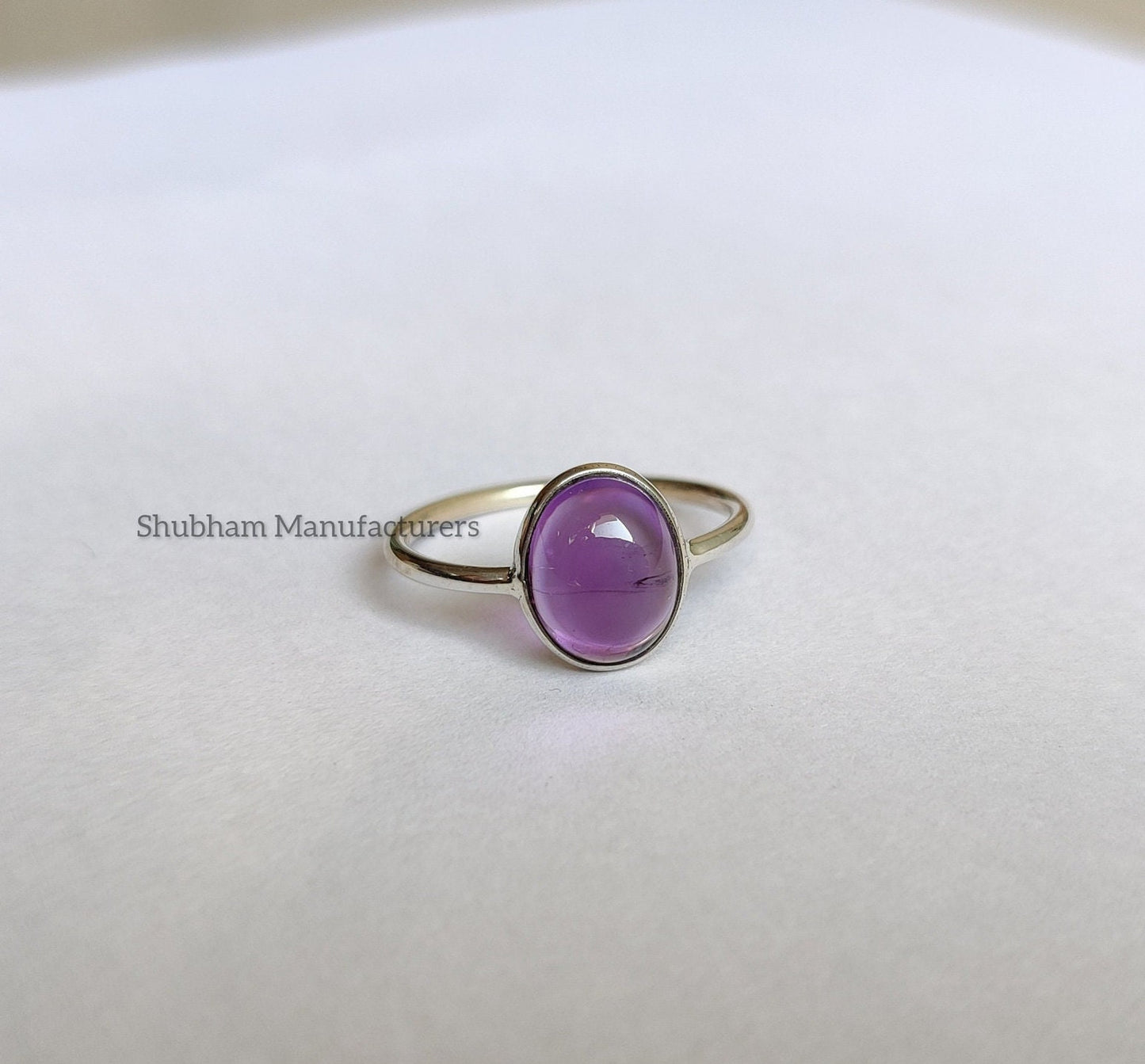 Natural Amethyst Ring, 925 Sterling Silver Ring, Purple Amethyst Jewelry, Everyday Ring for Women, Cabochon Gemstone Ring, Handmade Gift