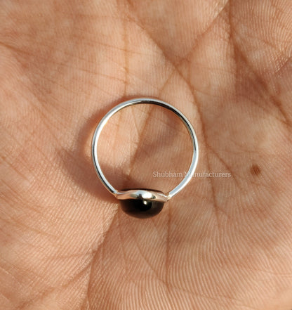 Black Onyx Ring, 925 Sterling Silver, Natural Gemstone, Stacking Onyx Ring, Black Crystal Stone, Onyx Jewelry, Cabochon Stone, Womens Ring