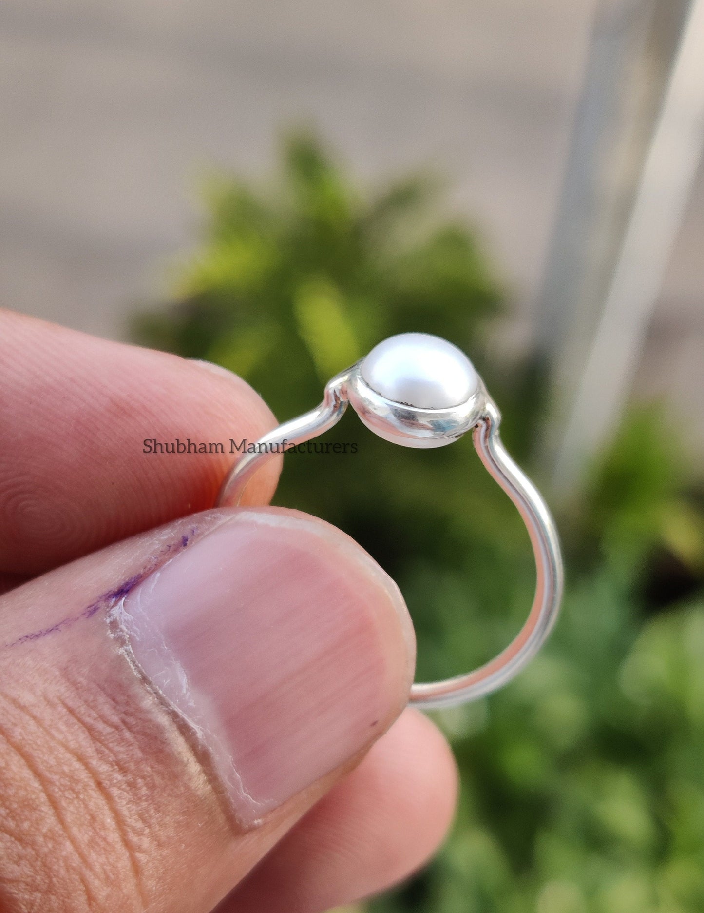 Minimalist Pearl Ring, 925 Sterling Silver, Genuine Pearl Jewelry, Dainty Birthstone Ring, Handmade Gift, Silver Ring for Women, Tiny Ring