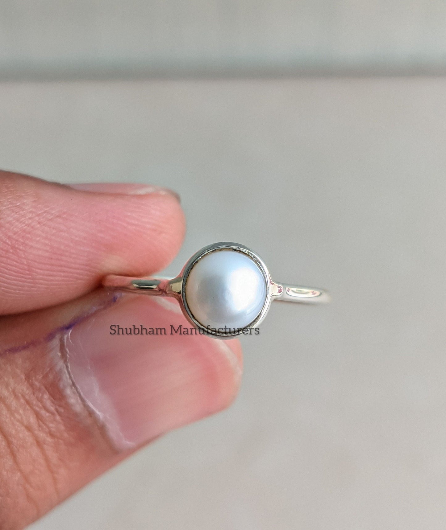 Minimalist Pearl Ring, 925 Sterling Silver, Genuine Pearl Jewelry, Dainty Birthstone Ring, Handmade Gift, Silver Ring for Women, Tiny Ring