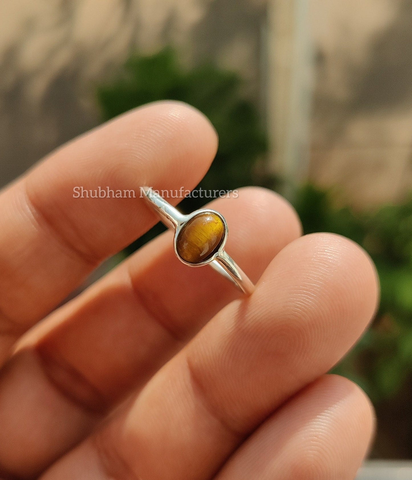 Tiger Eye Ring, 925 Sterling Silver, Minimalist Gemstone Ring, Dainty Birthstone Ring, Tiger Eye Jewelry for Her, Tiny Stone Ring for Women