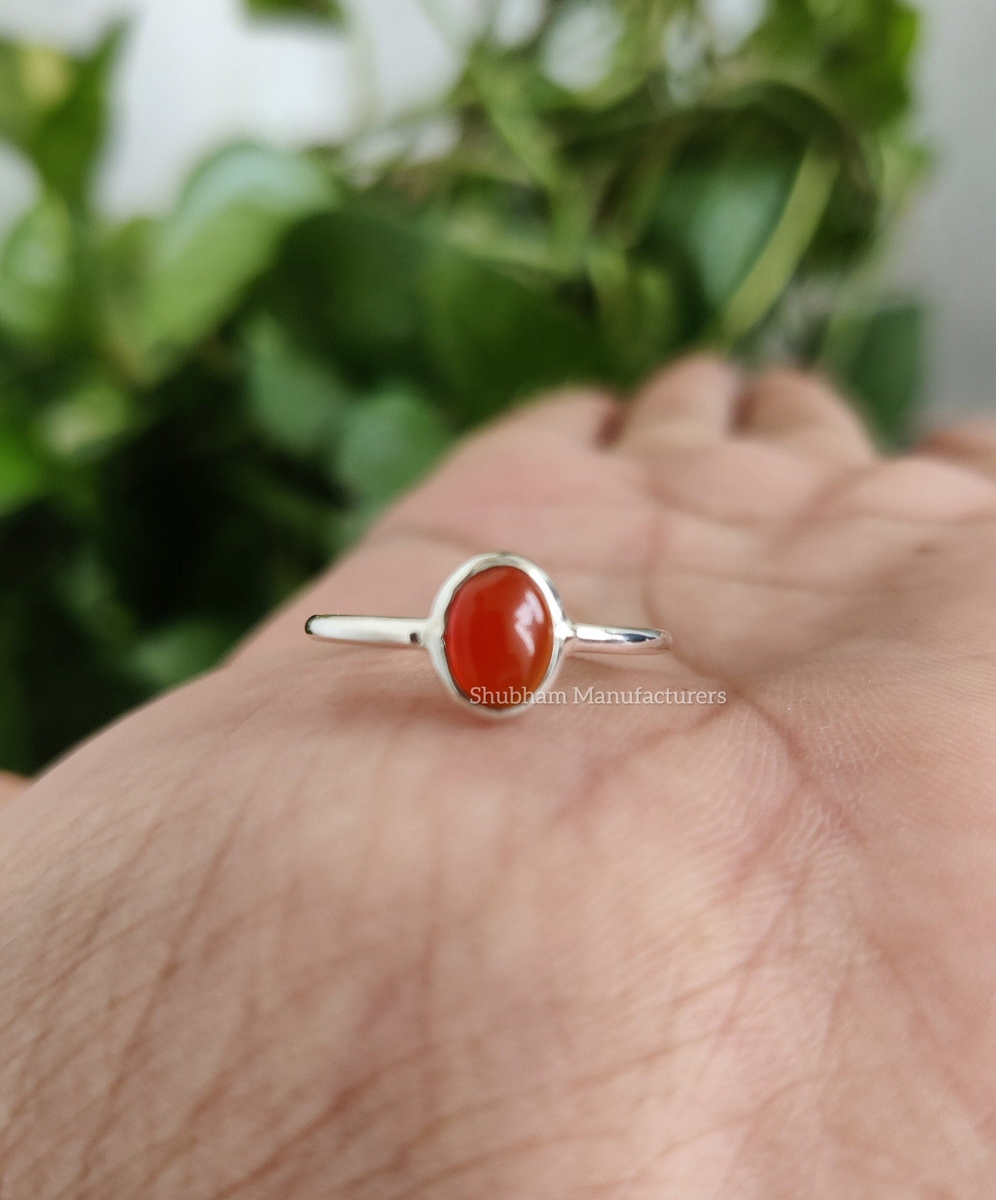 Natural Carnelian Ring, 925 Sterling Silver Ring, Cabochon Gemstone Ring, Handmade Gift for Her, Tiny Carnelian Jewelry, Minimalist Ring