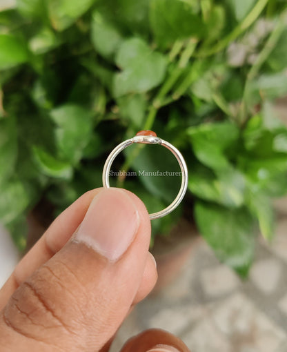 Natural Carnelian Ring, 925 Sterling Silver Ring, Cabochon Gemstone Ring, Handmade Gift for Her, Tiny Carnelian Jewelry, Minimalist Ring
