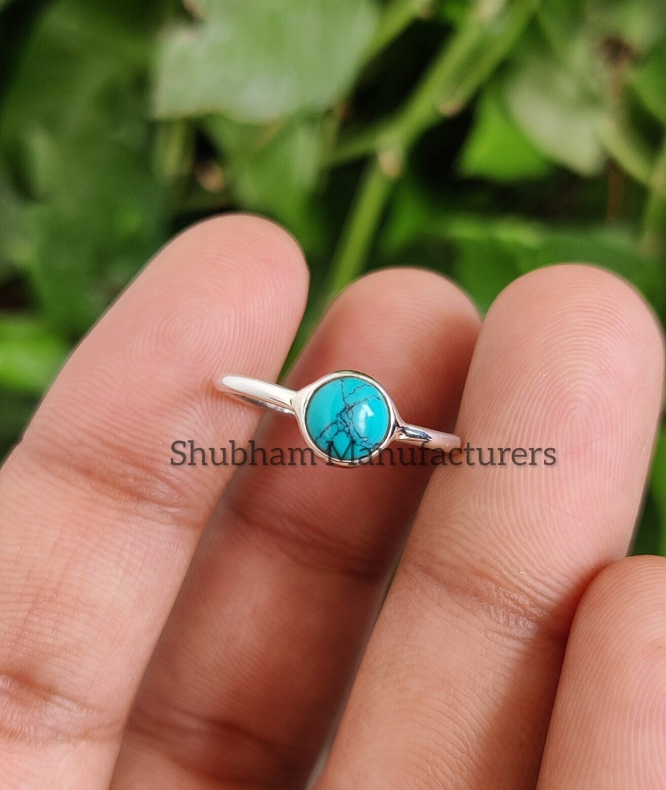 Minimalist Turquoise Ring, 925 Sterling Silver Ring, Natural Turquoise Jewelry, Tiny Gemstone Ring, Cabochon Stone, Silver Turquoise Ring