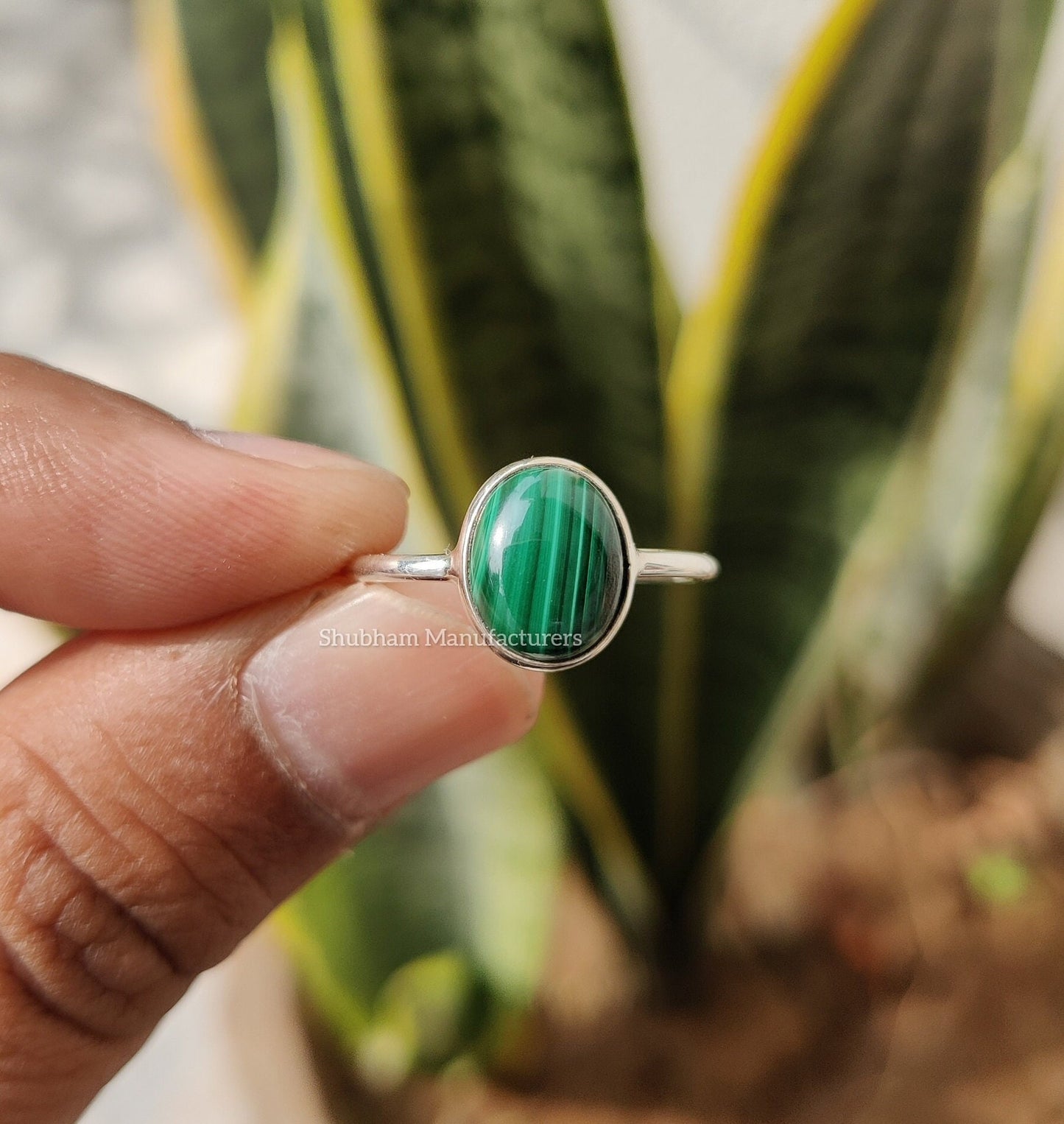 Malachite Ring, 925 Sterling Silver Ring, Malachite Silver Jewelry, Oval Shape Ring, Stackable Gemstone Ring, Handmade Gift for Her,