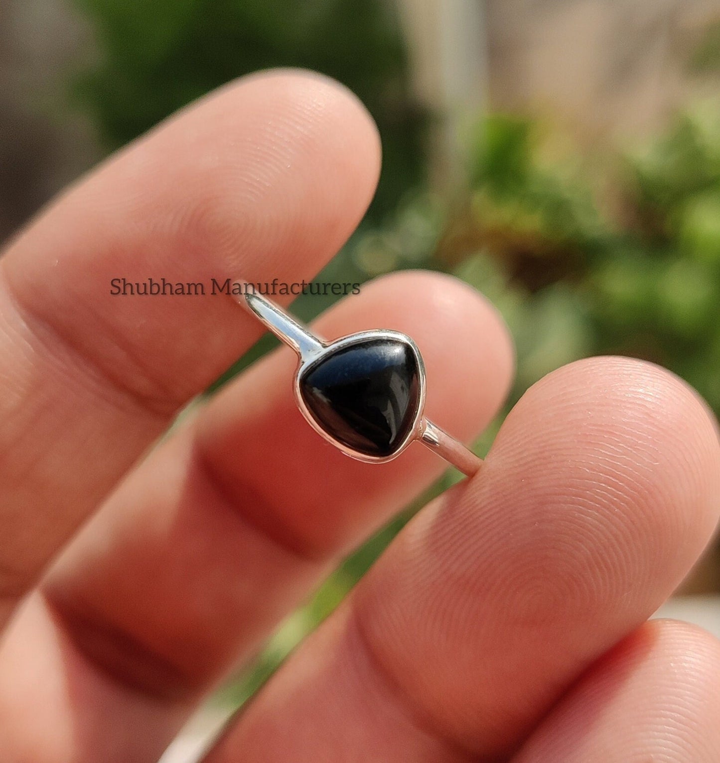 Natural Black Onyx Ring, 925 Sterling Silver Ring, Tiny Gemstone Ring, Dainty Onyx Ring, Birthstone Ring, Thin Band Ring, Gift for Women