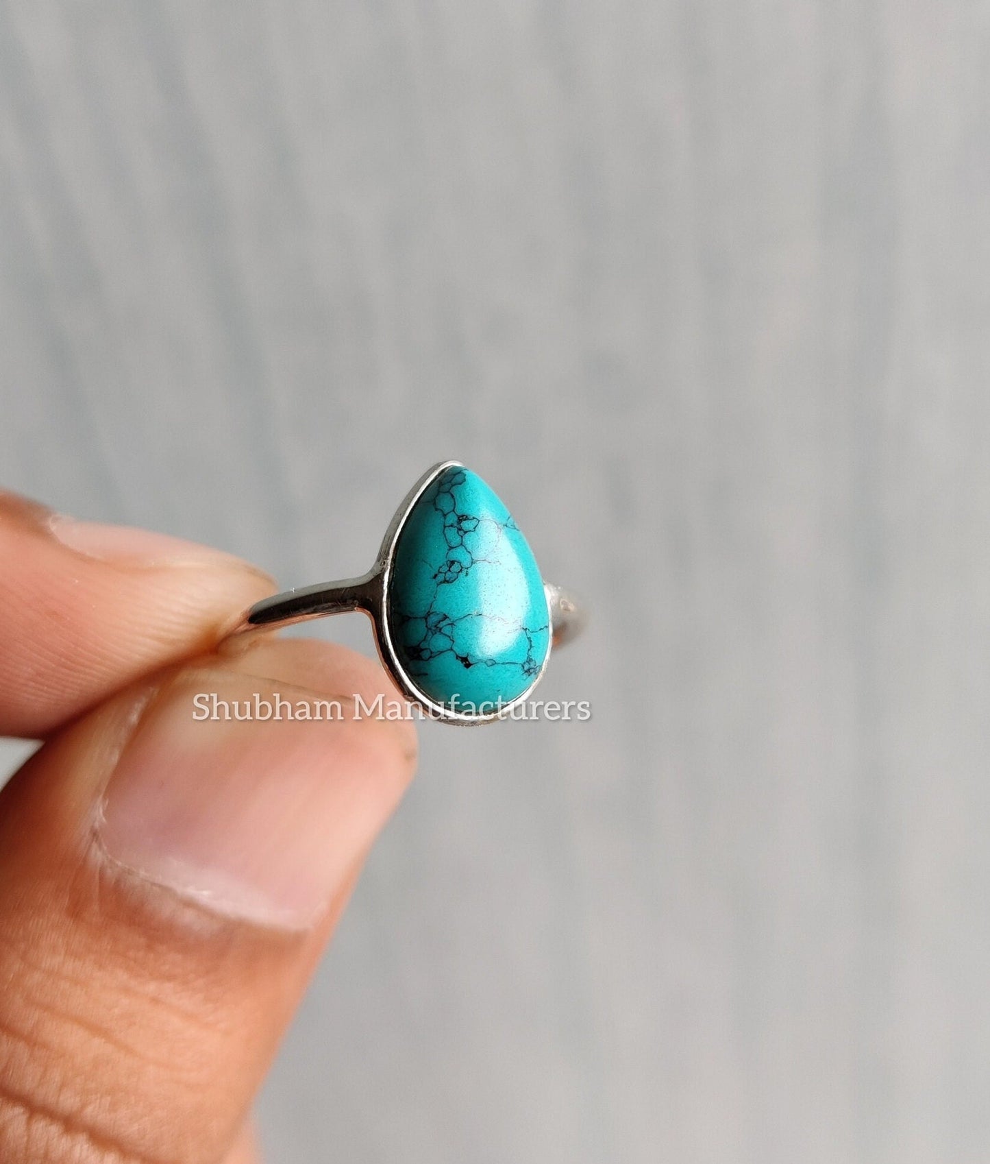 Genuine Turquoise Ring, 925 Sterling Silver Ring, Silver Turquoise Ring, Minimalist Turquoise Jewelry, Blue Gemstone Ring, Gift for Her