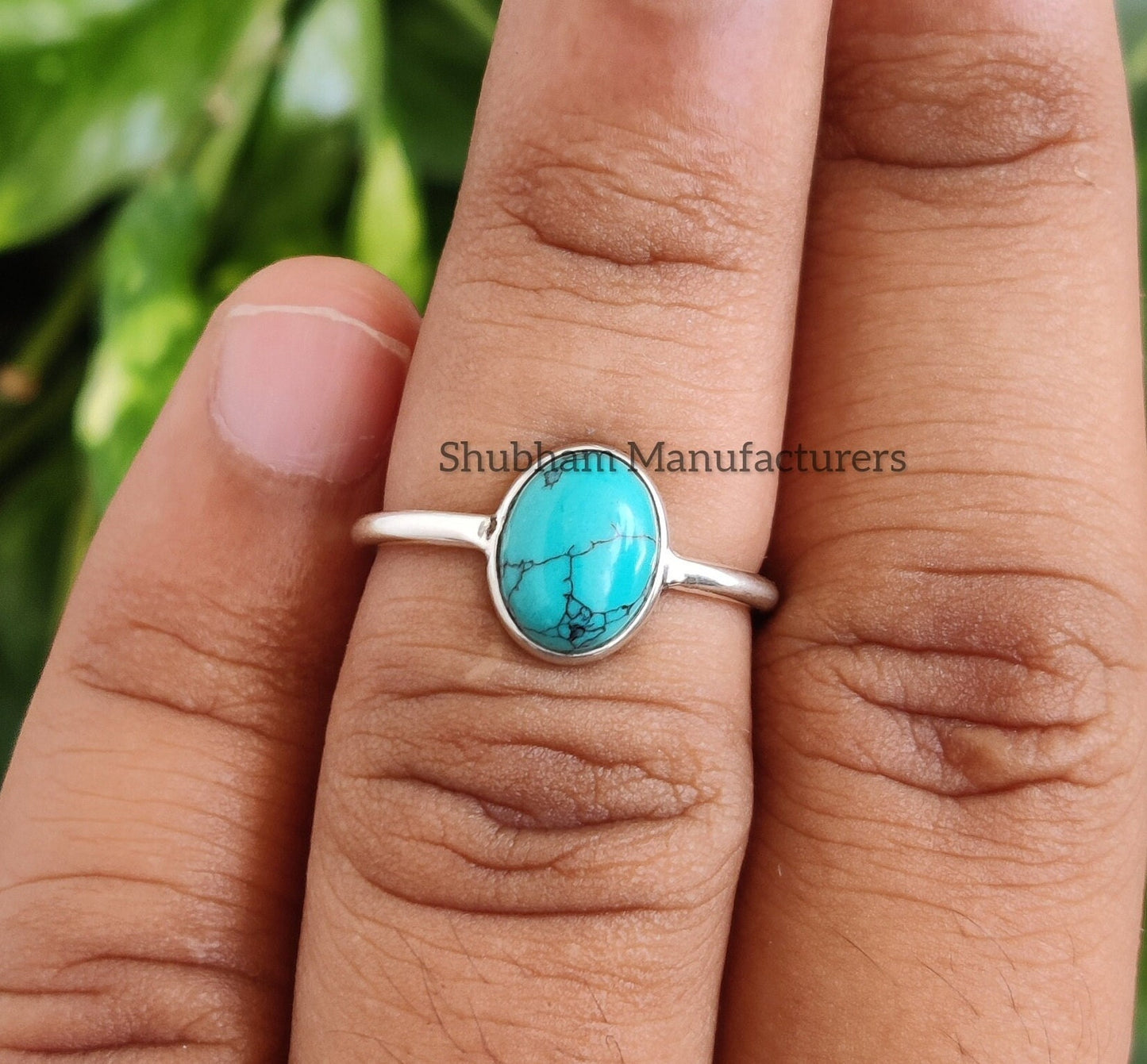 Turquoise Ring, 925 Sterling Silver Ring, Natural Stone, Cabochon Gemstone, Handmade Gift for Her, Everyday Simple Jewelry, Stacking ring