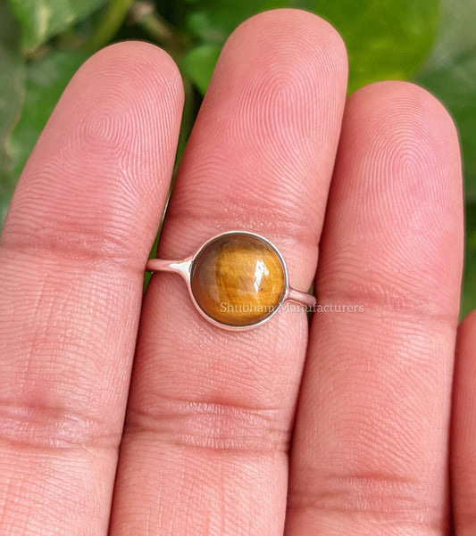 Tigers Eye Ring, 925 Sterling Silver Ring, Natural Stone, Handmade Gift for Her, Gemstone Ring, Stacking Women Ring, Birthstone Jewelry