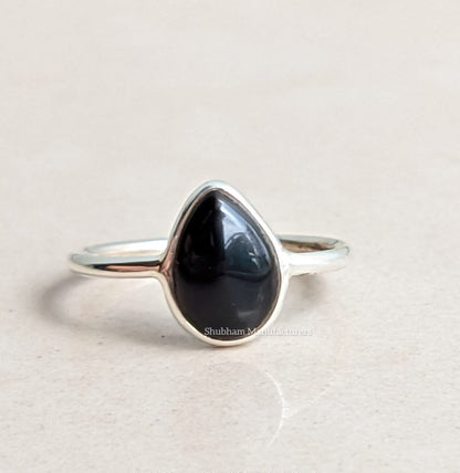 Black Onyx Ring, 925 Sterling Silver Ring, Black Gemstone Ring, Dainty Onyx Ring, Birthstone Ring, Natural Stone Ring, Handmade Jewelry