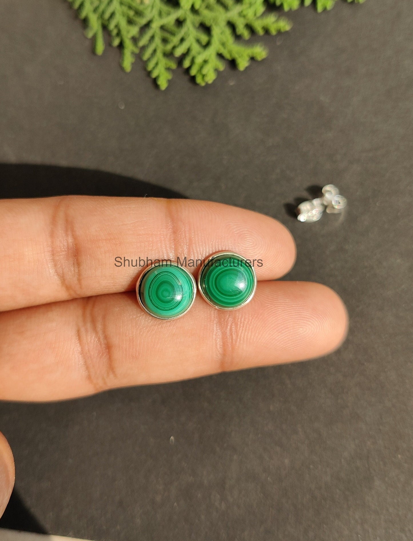 Malachite Stud Earrings, 925 Sterling Silver Studs, Malachite Post Earrings, Studs Everyday Earrings, Dainty Studs, Green Gemstone Studs