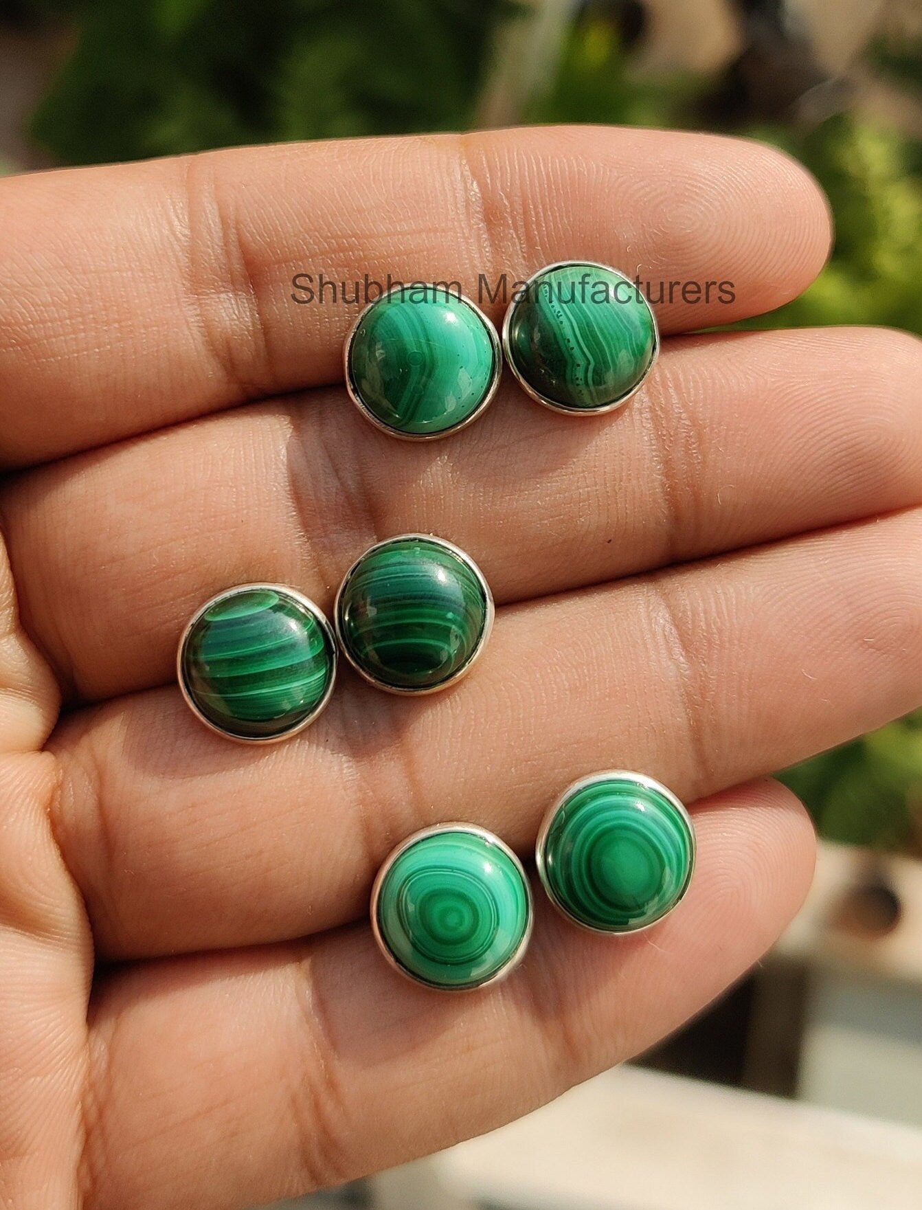 Malachite Stud Earrings, 925 Sterling Silver Studs, Malachite Post Earrings, Studs Everyday Earrings, Dainty Studs, Green Gemstone Studs