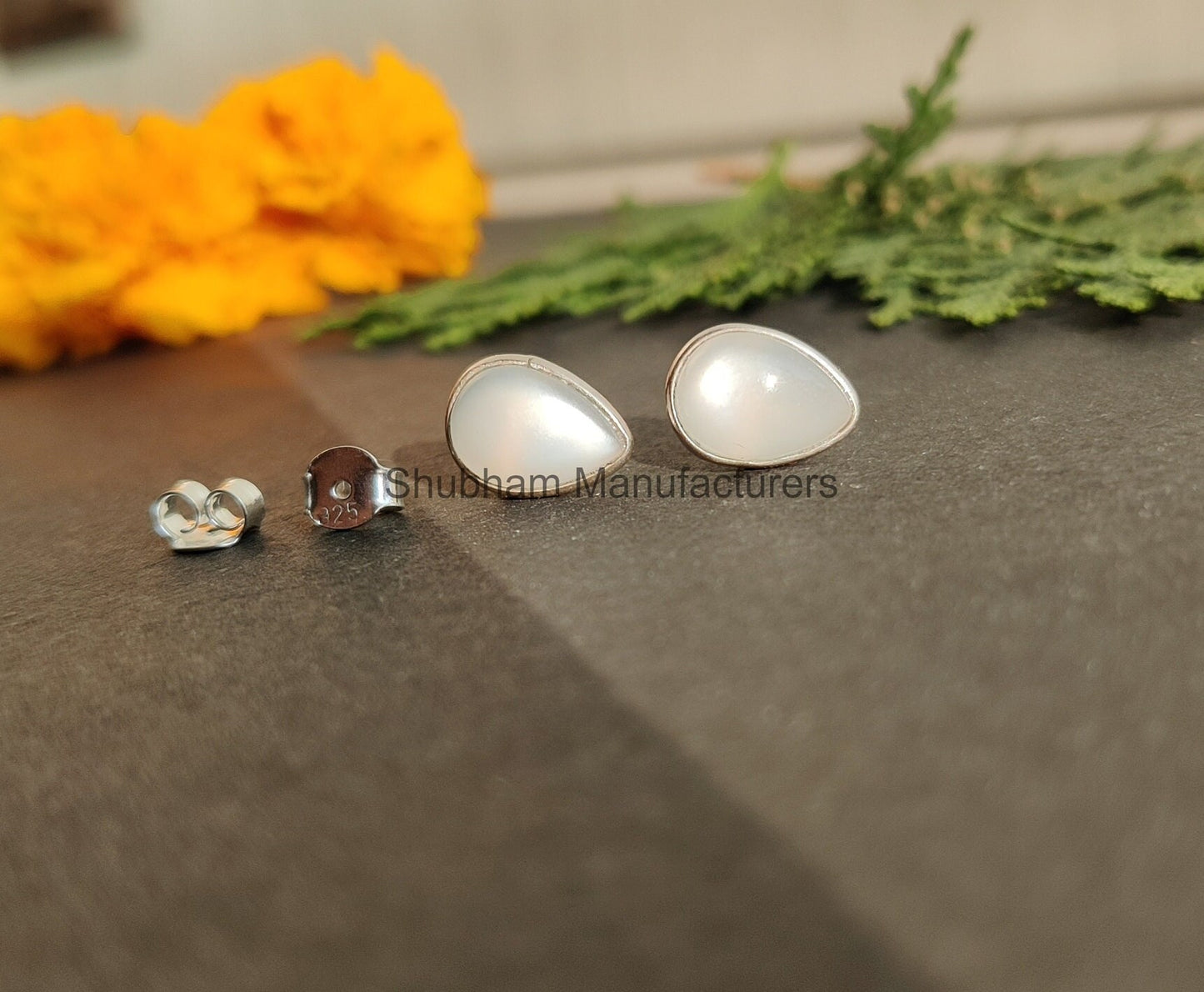 White Moonstone Stud Earrings, 925 Sterling Silver Studs, Moonstone Post Earrings, Healing Crystal Studs, Cute Earrings for Girls & Women