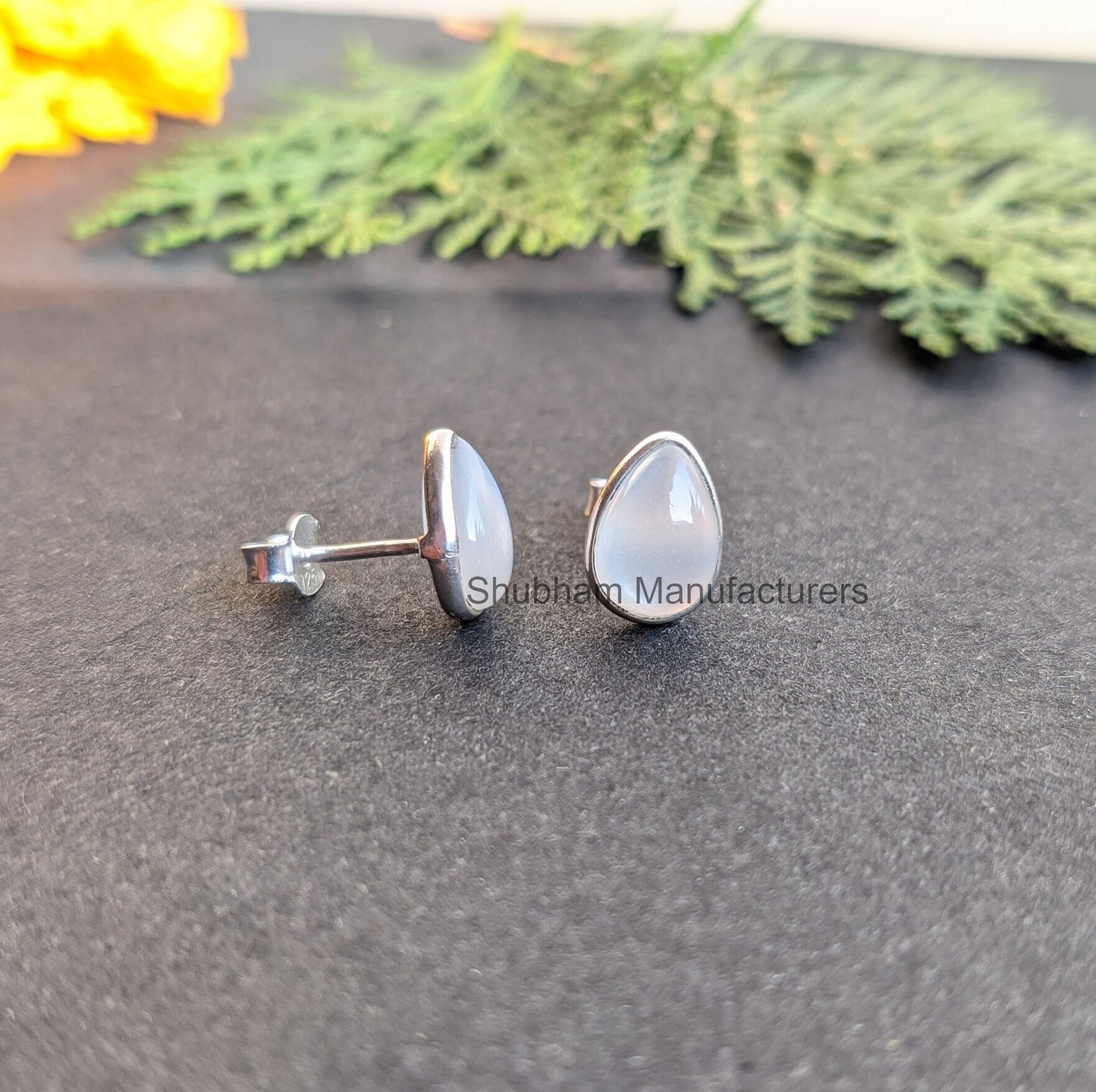 White Moonstone Stud Earrings, 925 Sterling Silver Studs, Moonstone Post Earrings, Healing Crystal Studs, Cute Earrings for Girls & Women