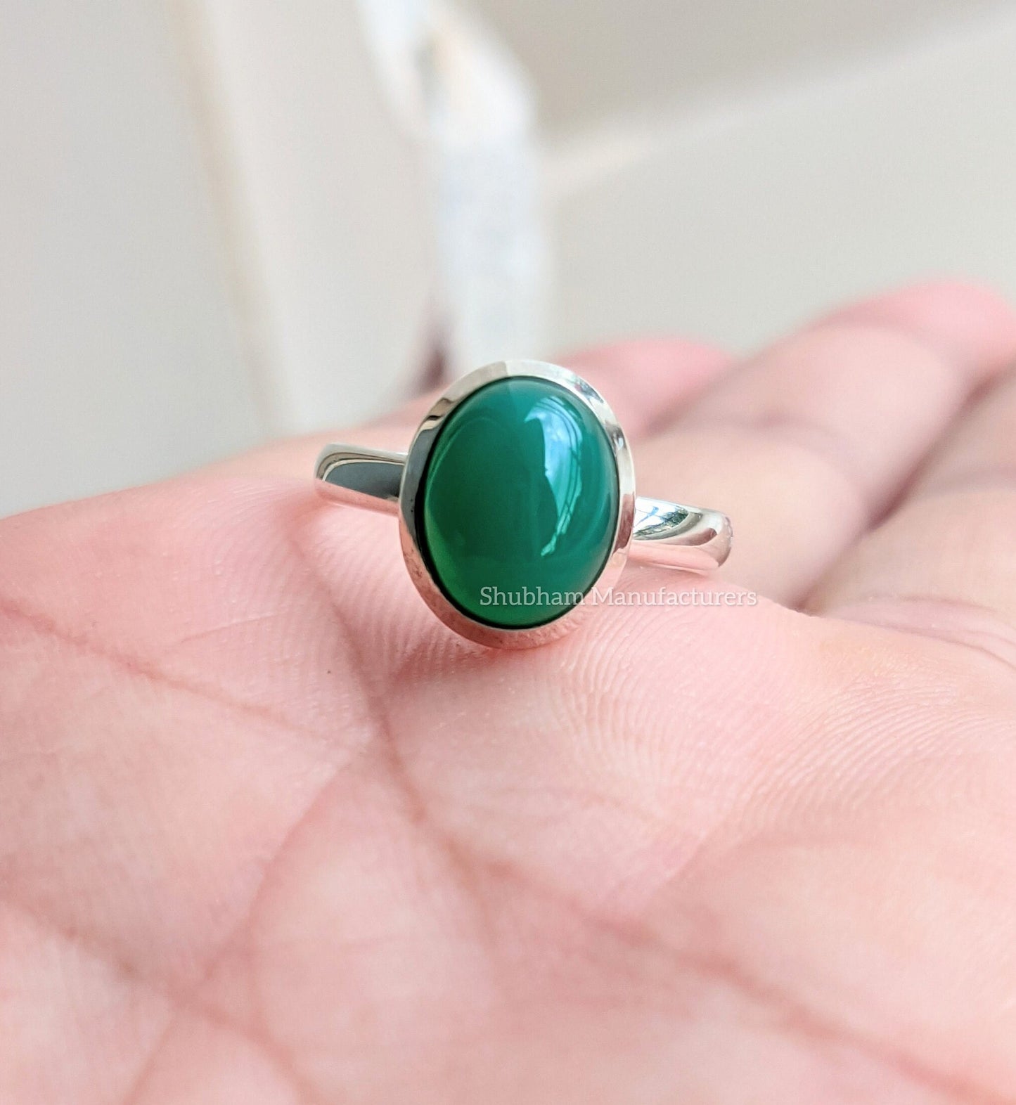 Natural Green Onyx Ring, 925 Sterling Silver Ring, Handmade Gemstone Ring, Birthstone Jewelry, Onyx Women Ring, Proposal Ring, Gift for Her