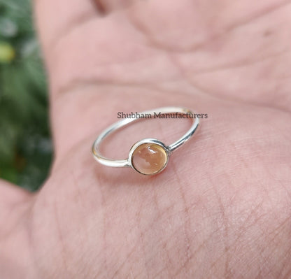Natural Citrine Ring, 925 Sterling Silver Ring, November Birthstone, Yellow Gemstone Ring, Tiny Ring for Women, Dainty Jewelry Ring for Her