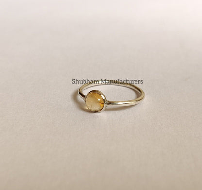 Natural Citrine Ring, 925 Sterling Silver Ring, November Birthstone, Yellow Gemstone Ring, Tiny Ring for Women, Dainty Jewelry Ring for Her