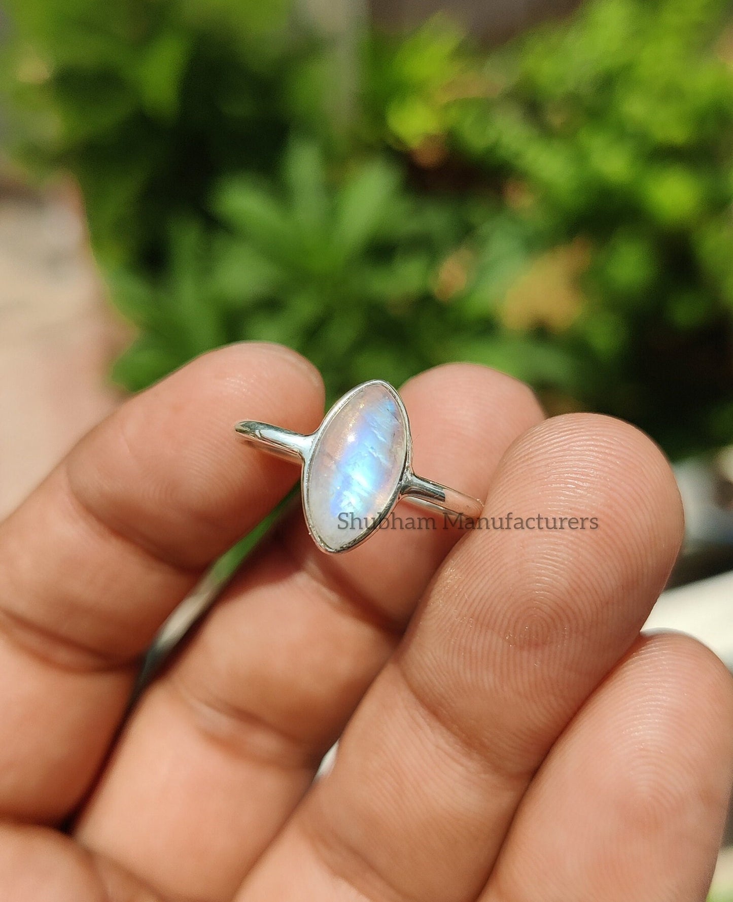 Rainbow Moonstone Ring, 925 Sterling Silver Ring, Blue Fire Moonstone Ring, Silver Moonstone Jewelry, June Birthstone Ring, Promise Ring