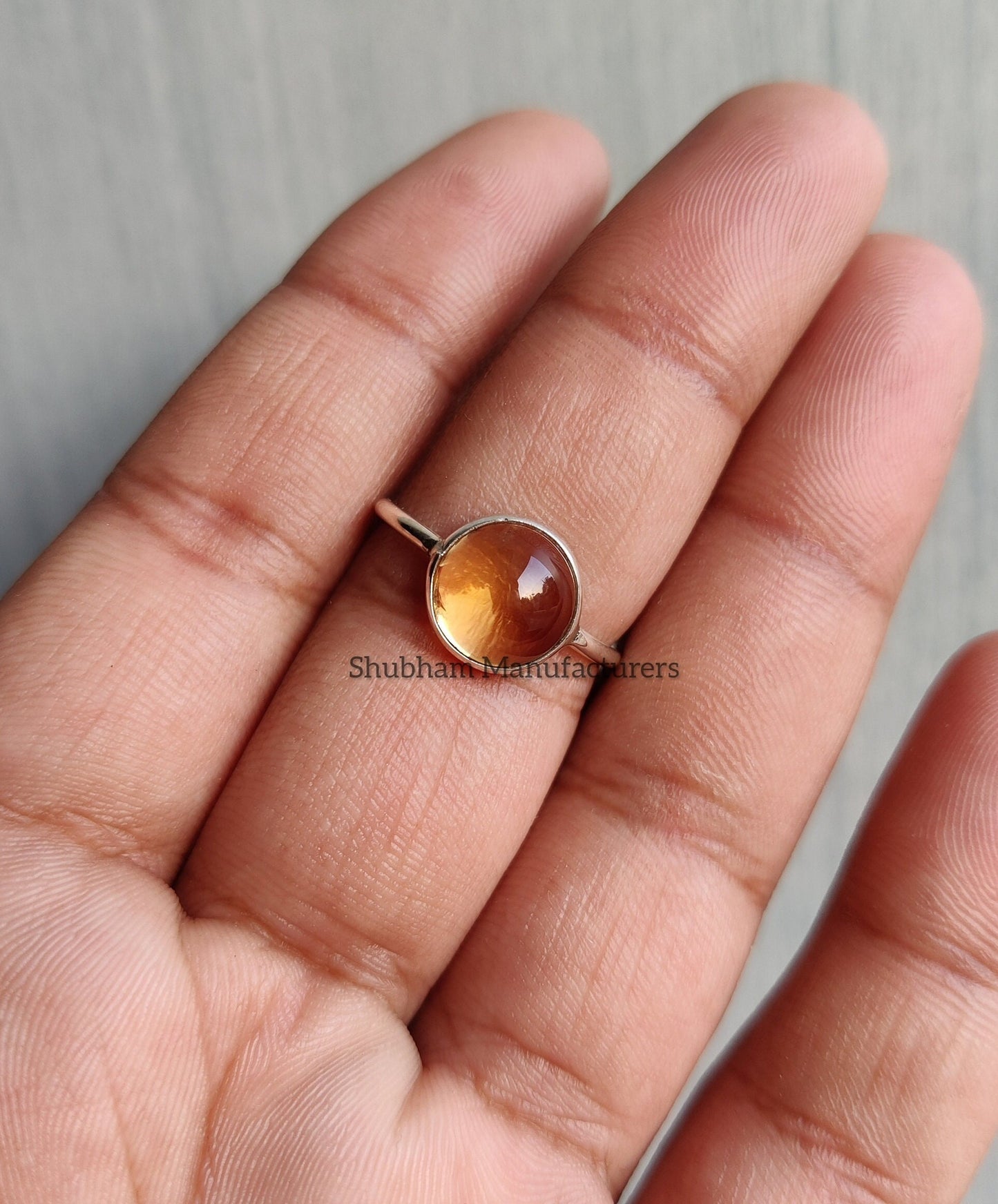 Citrine Ring, 925 Sterling Silver Ring, Yellow Gemstone Ring, Citrine Jewelry, November Birthstone, Cabochon Stone Ring, Unique Gift for Her