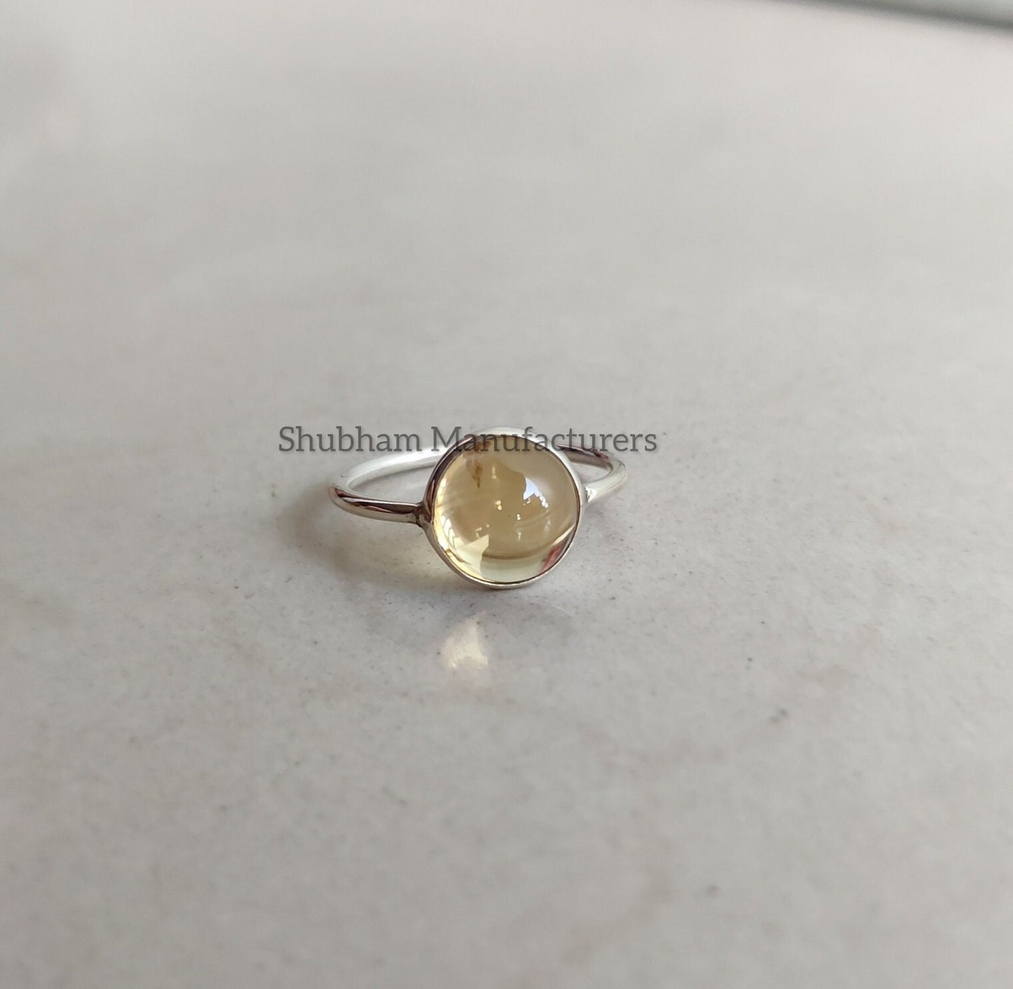 Citrine Ring, 925 Sterling Silver Ring, Yellow Gemstone Ring, Citrine Jewelry, November Birthstone, Cabochon Stone Ring, Unique Gift for Her