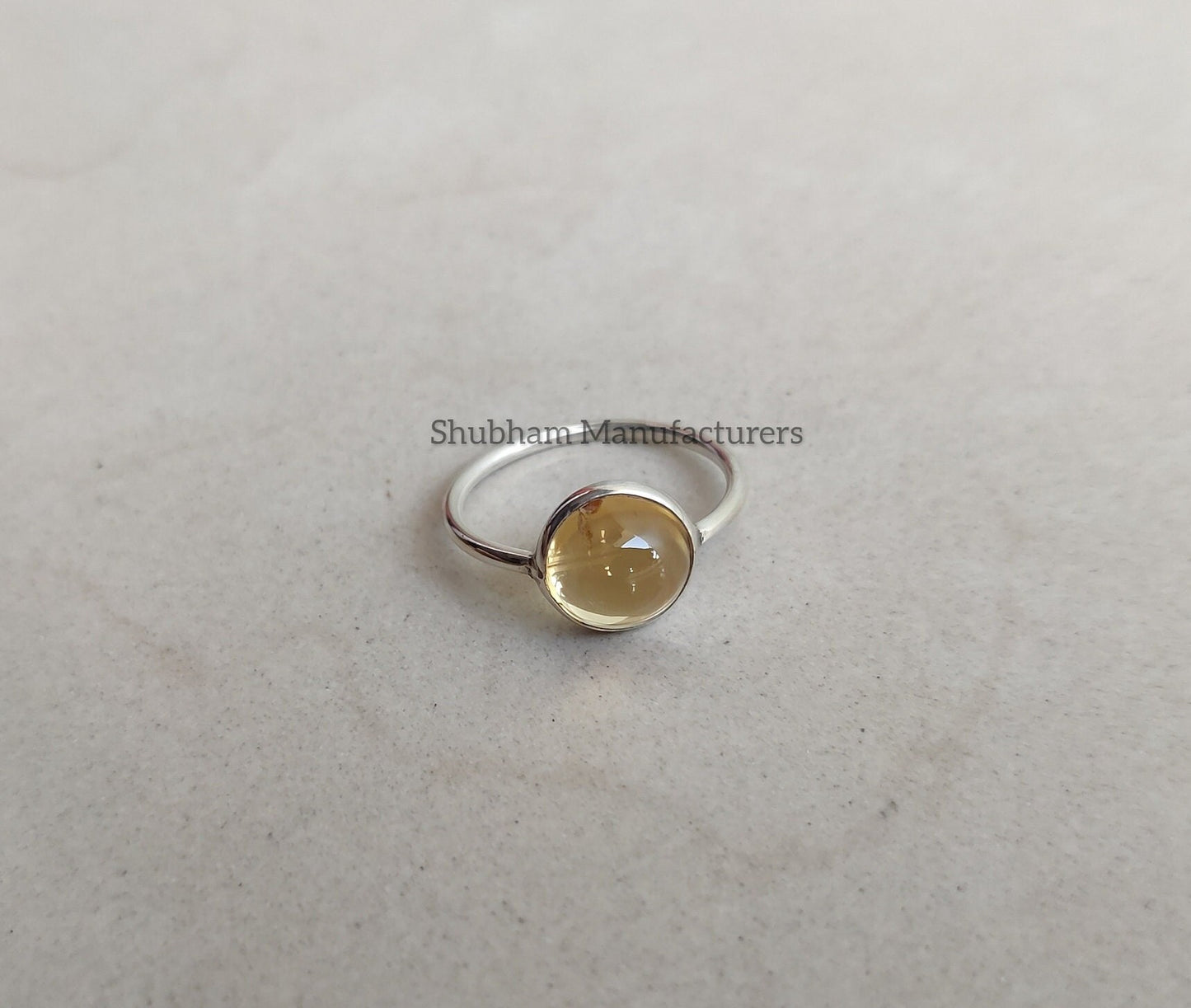 Citrine Ring, 925 Sterling Silver Ring, Yellow Gemstone Ring, Citrine Jewelry, November Birthstone, Cabochon Stone Ring, Unique Gift for Her