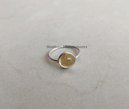 Citrine Ring, 925 Sterling Silver Ring, Yellow Gemstone Ring, Citrine Jewelry, November Birthstone, Cabochon Stone Ring, Unique Gift for Her