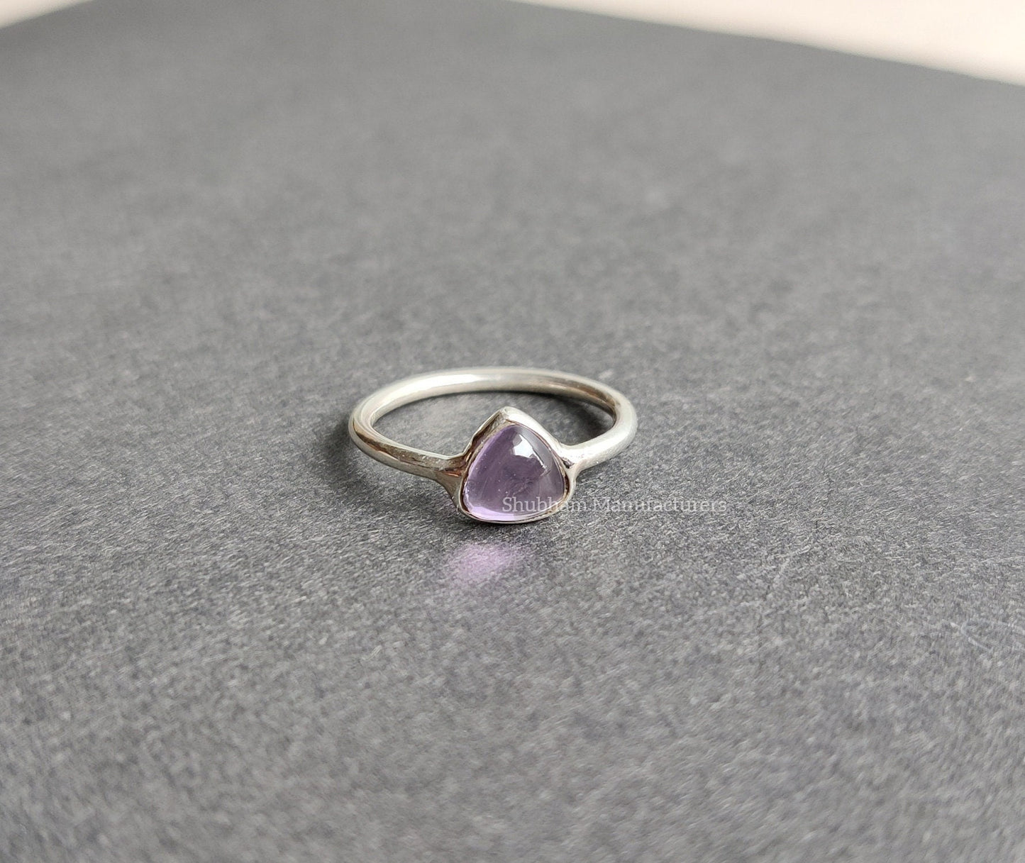 Natural Amethyst Ring, 925 Sterling Silver Ring, Purple Stone Ring, Amethyst Jewelry, Silver Thin Band Ring, Stackable Rings for Women